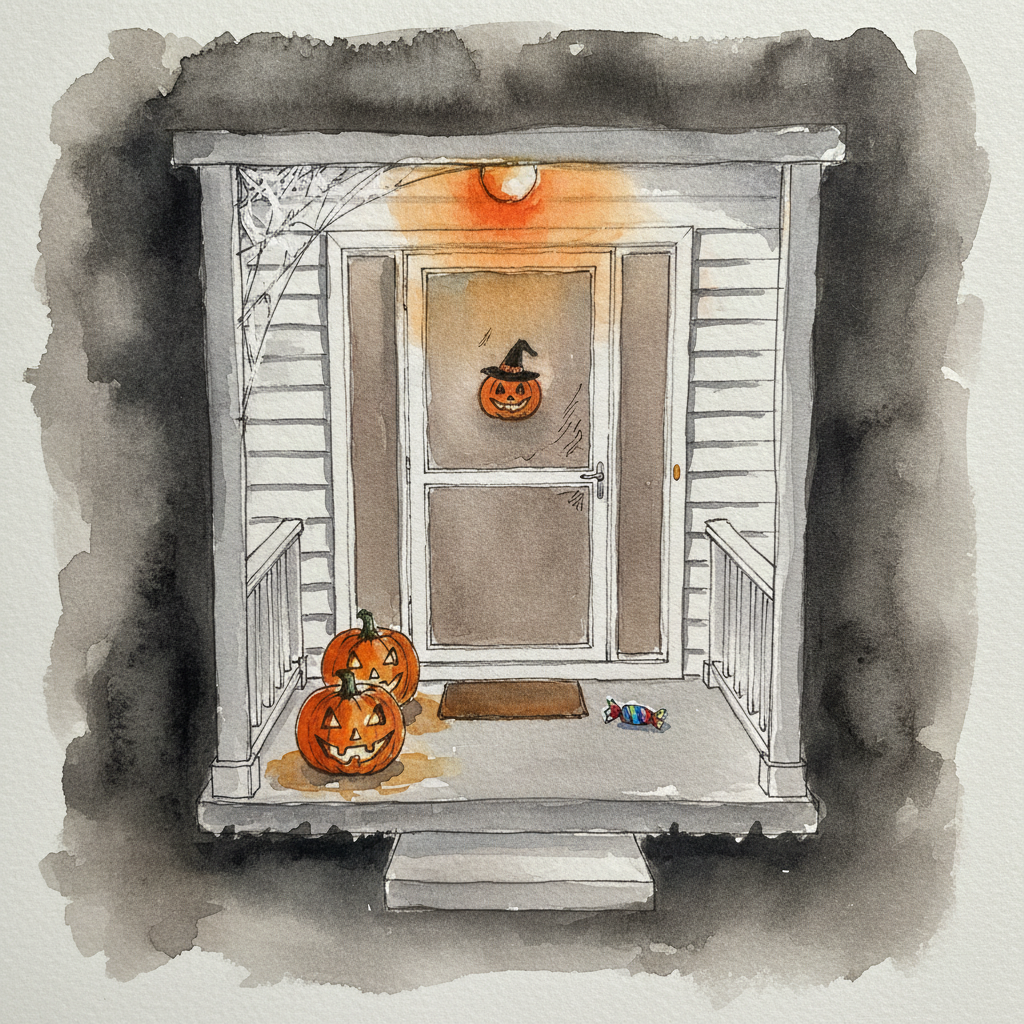Vinyl-sided suburb, Halloween night example 3