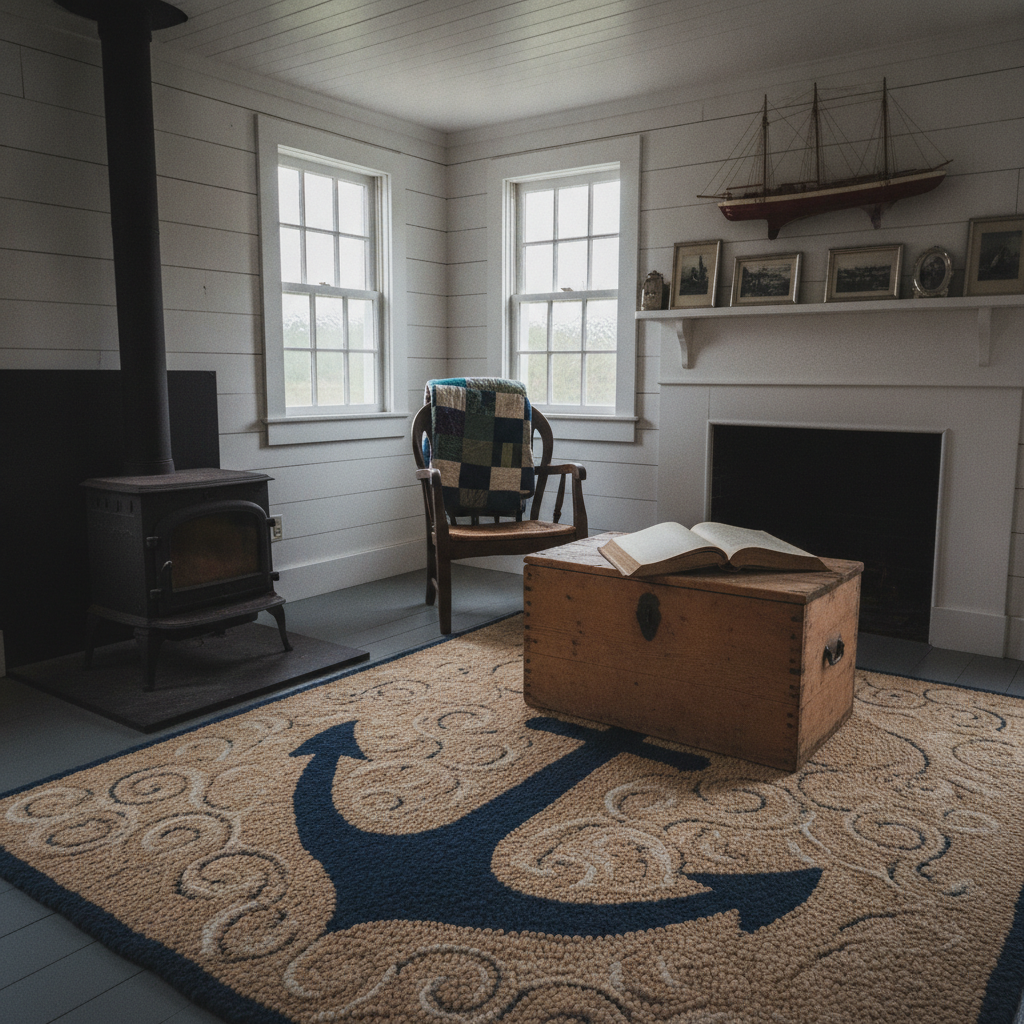 Cape Cod fisherman's living room AI-generated photoreal reference