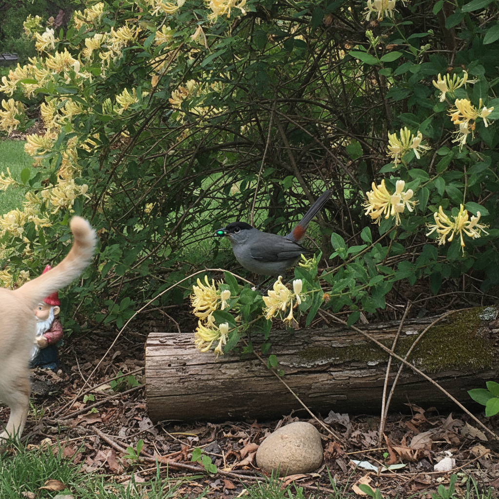 Gray catbird AI-generated photoreal reference