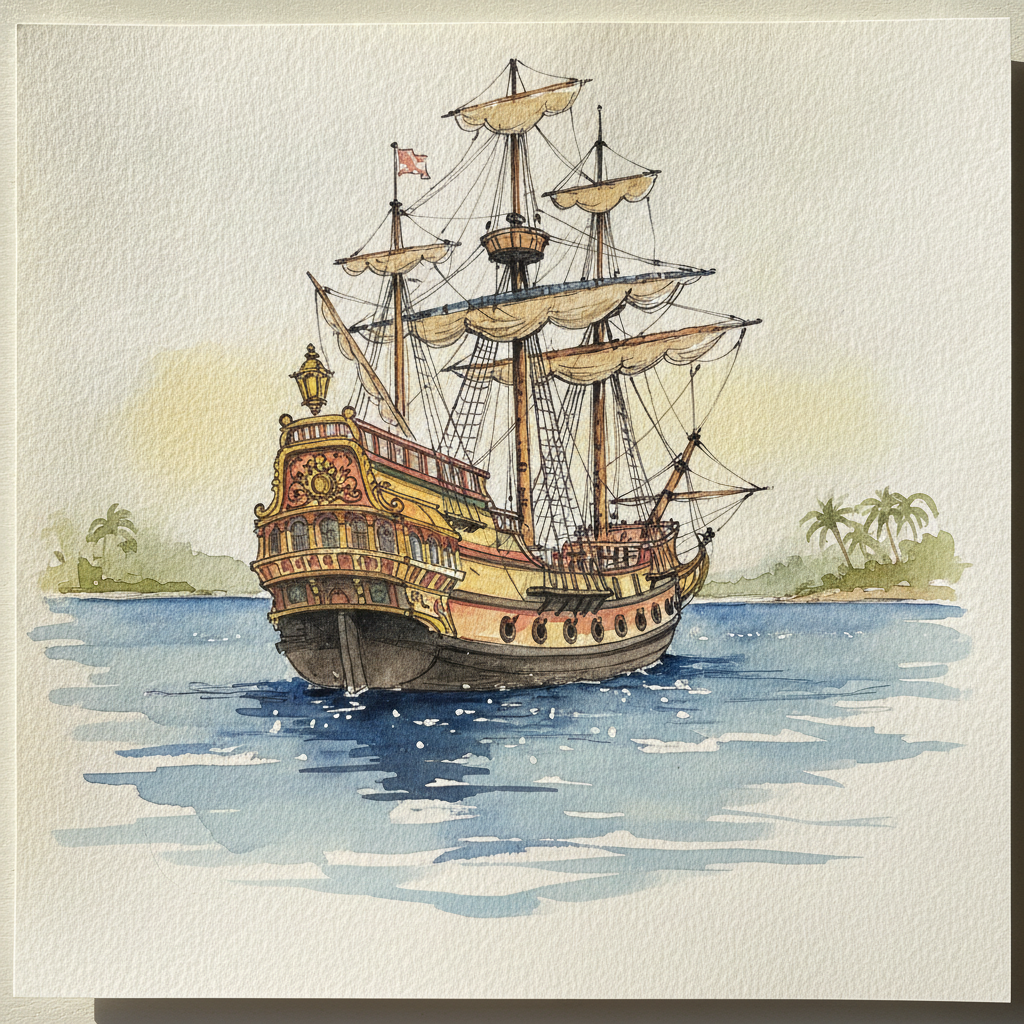 Spanish Galleon at Anchor example 1