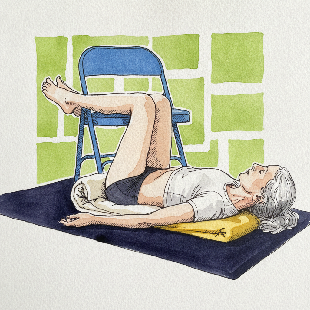 Half-Plow, Ardha Halasana on Chair example 2