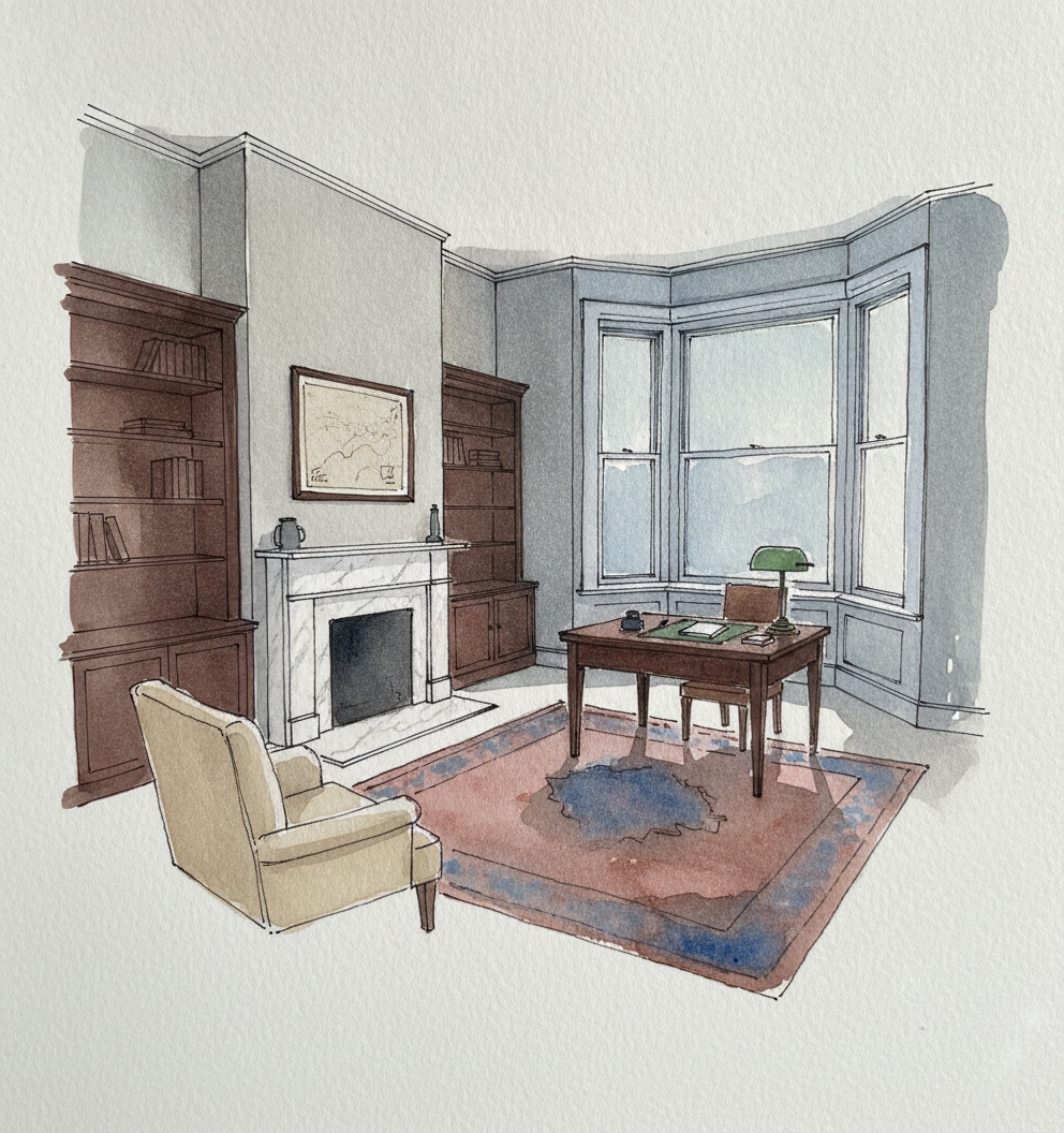 Boston brownstone study example 3