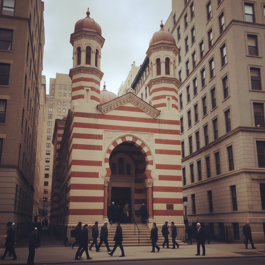 Park East Synagogue, Upper East Side, New York City, USA AI-generated photoreal reference