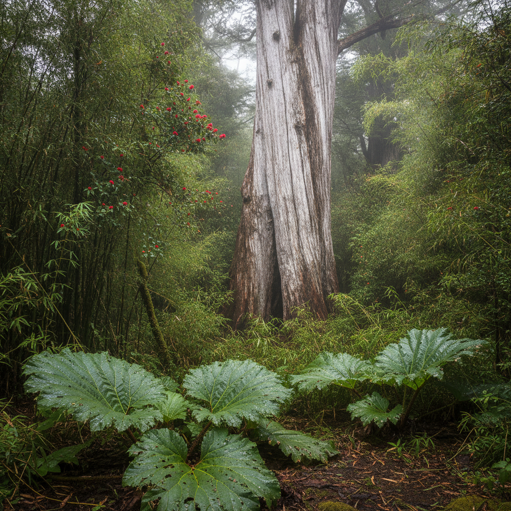 Pumalin Park, Alerce Andino, Chile AI-generated photoreal reference