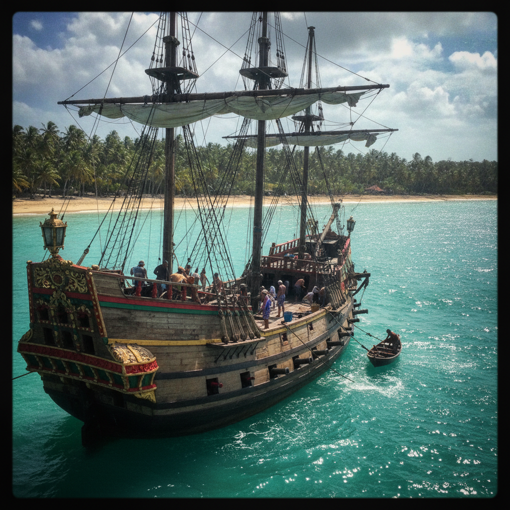 Spanish Galleon at Anchor AI-generated photoreal reference