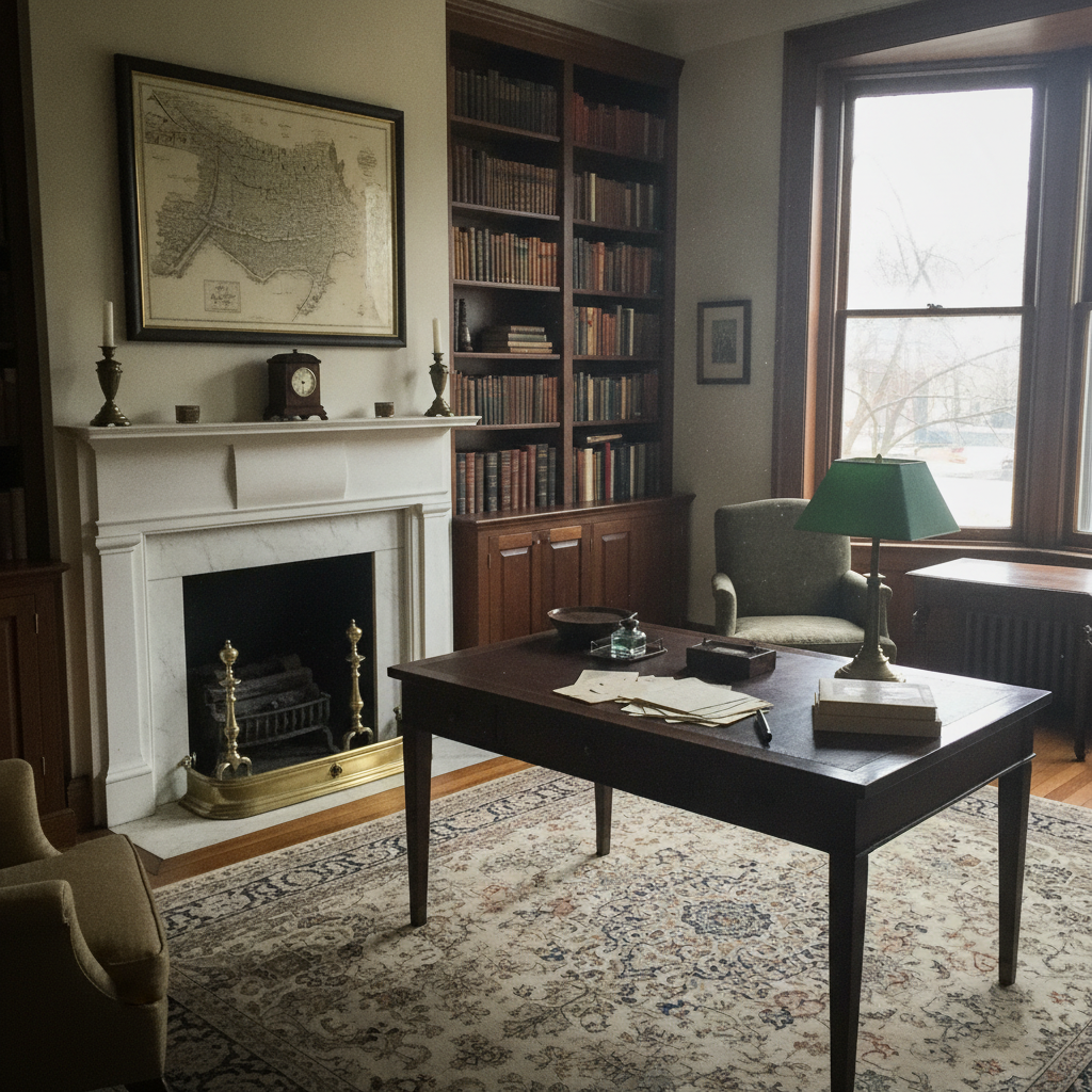 Boston brownstone study AI-generated photoreal reference