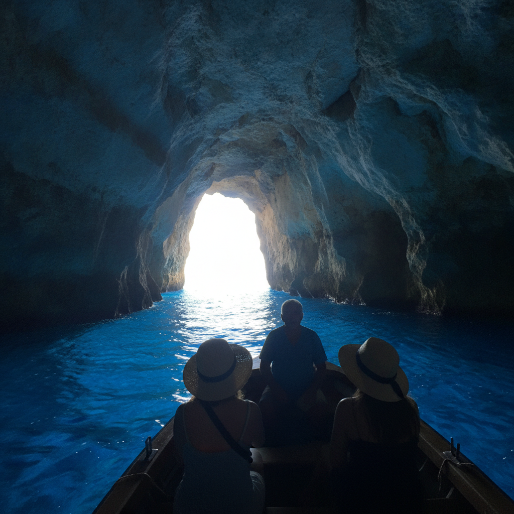Capri Blue Grotto at midday AI-generated photoreal reference