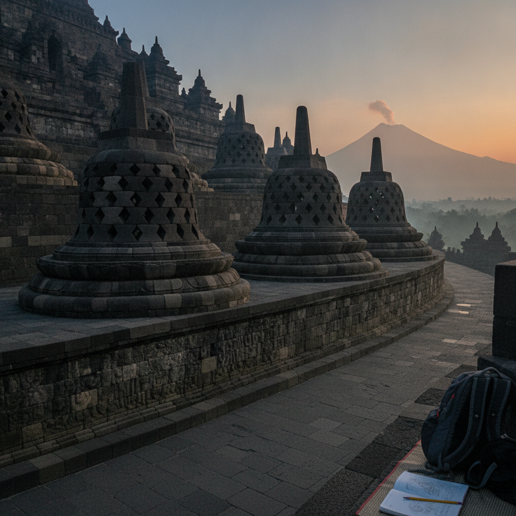 Borobudur, Magelang, Central Java, Indonesia AI-generated photoreal reference