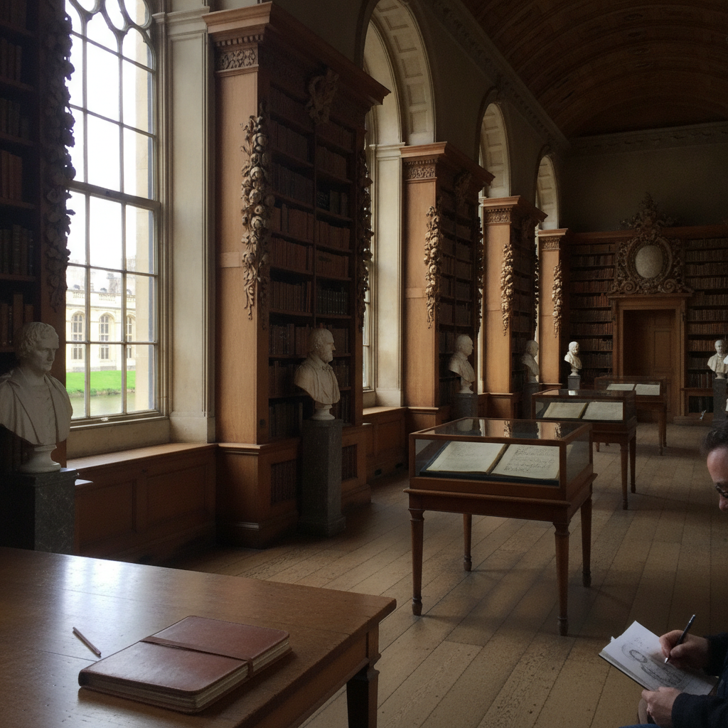 Wren Library, Trinity College, Cambridge, England AI-generated photoreal reference
