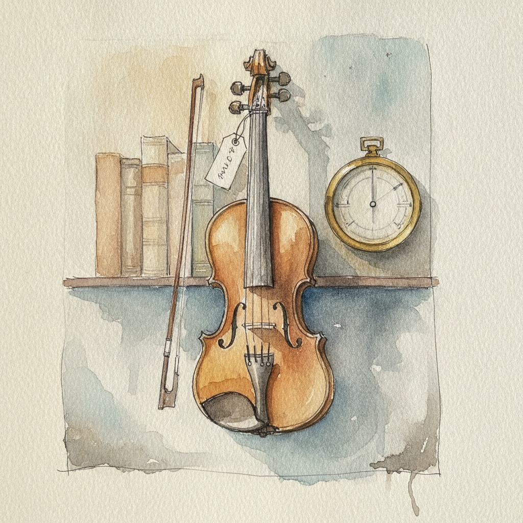 Antique shop violin window example 2