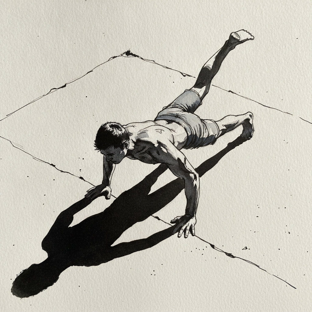 Push-up top, single leg lifted example 2