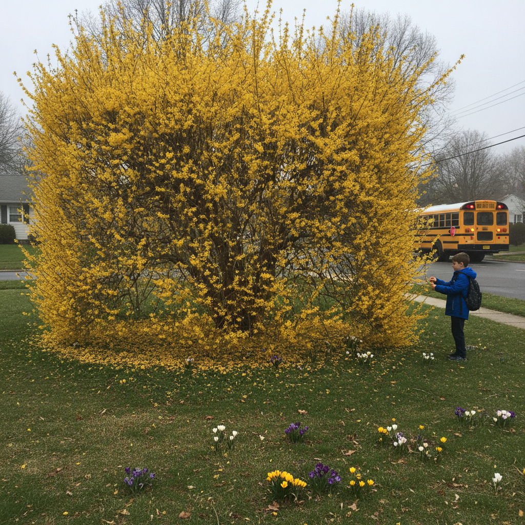 Forsythia AI-generated photoreal reference