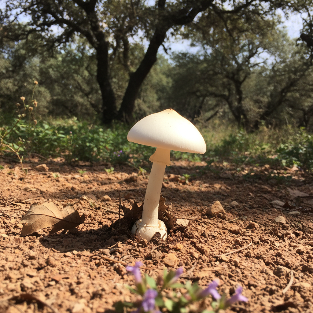 Fool's mushroom (Amanita verna) AI-generated photoreal reference