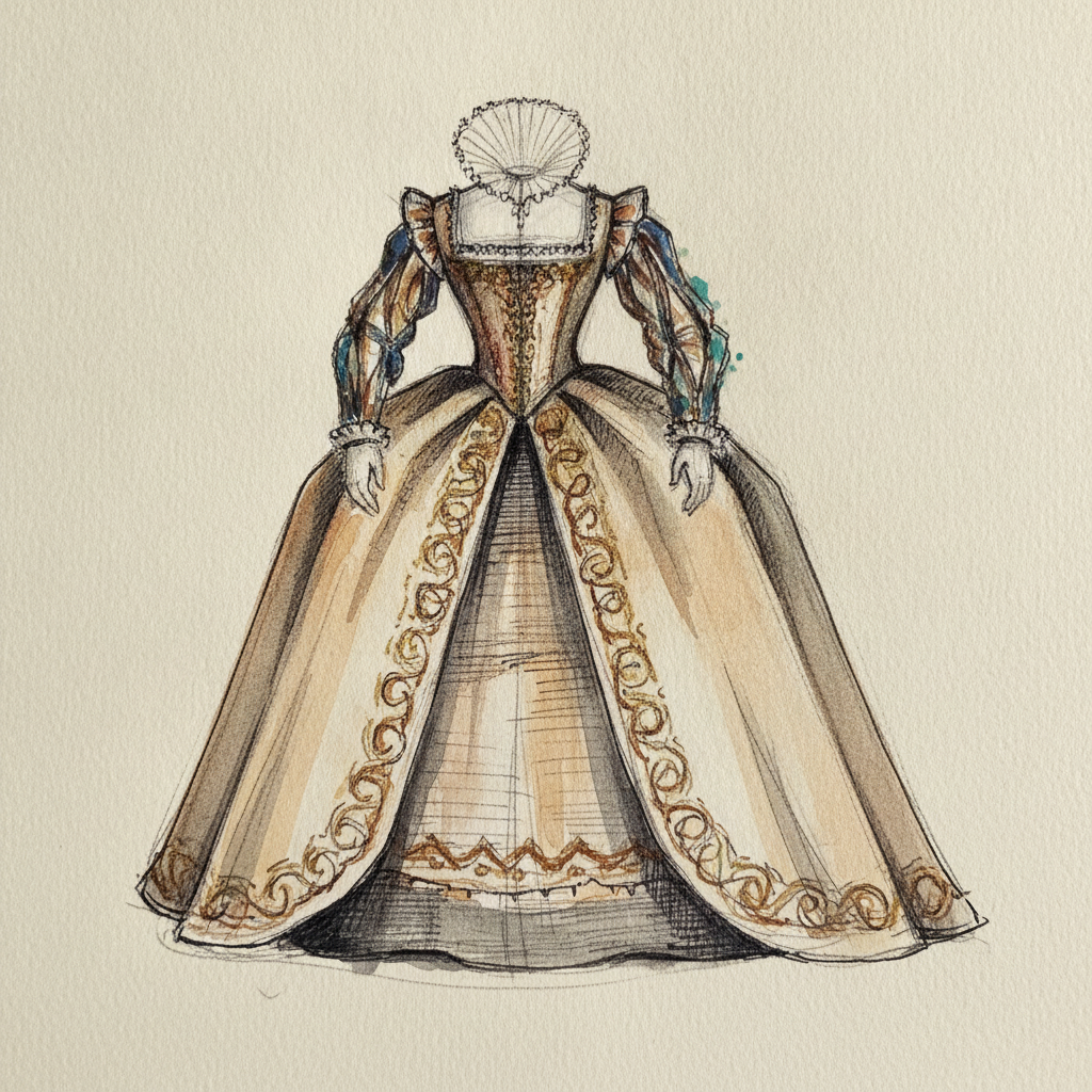Elizabethan court gown 1590 example 1