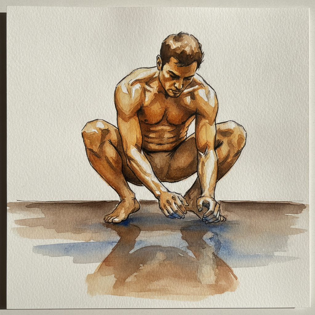 Older athletic man, broad stance example 1