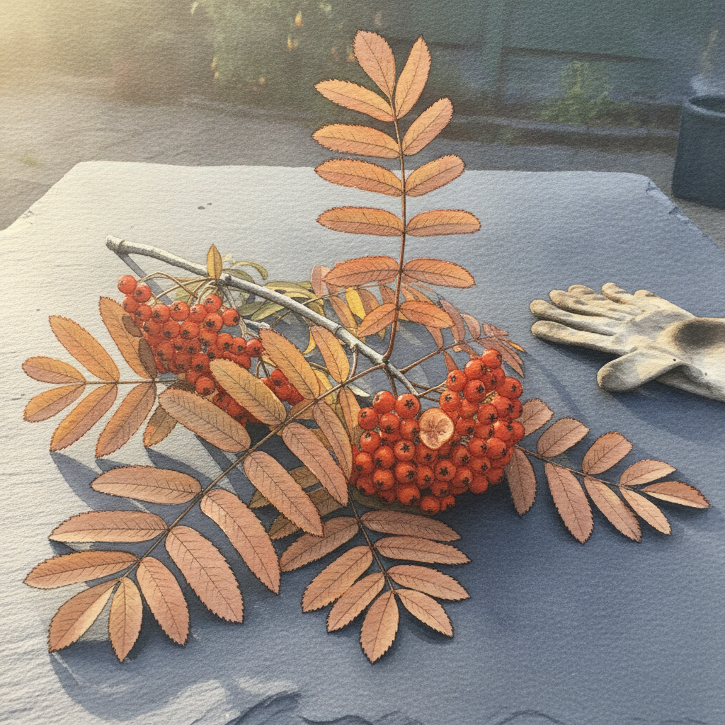 Rowan branch with orange berries example 1