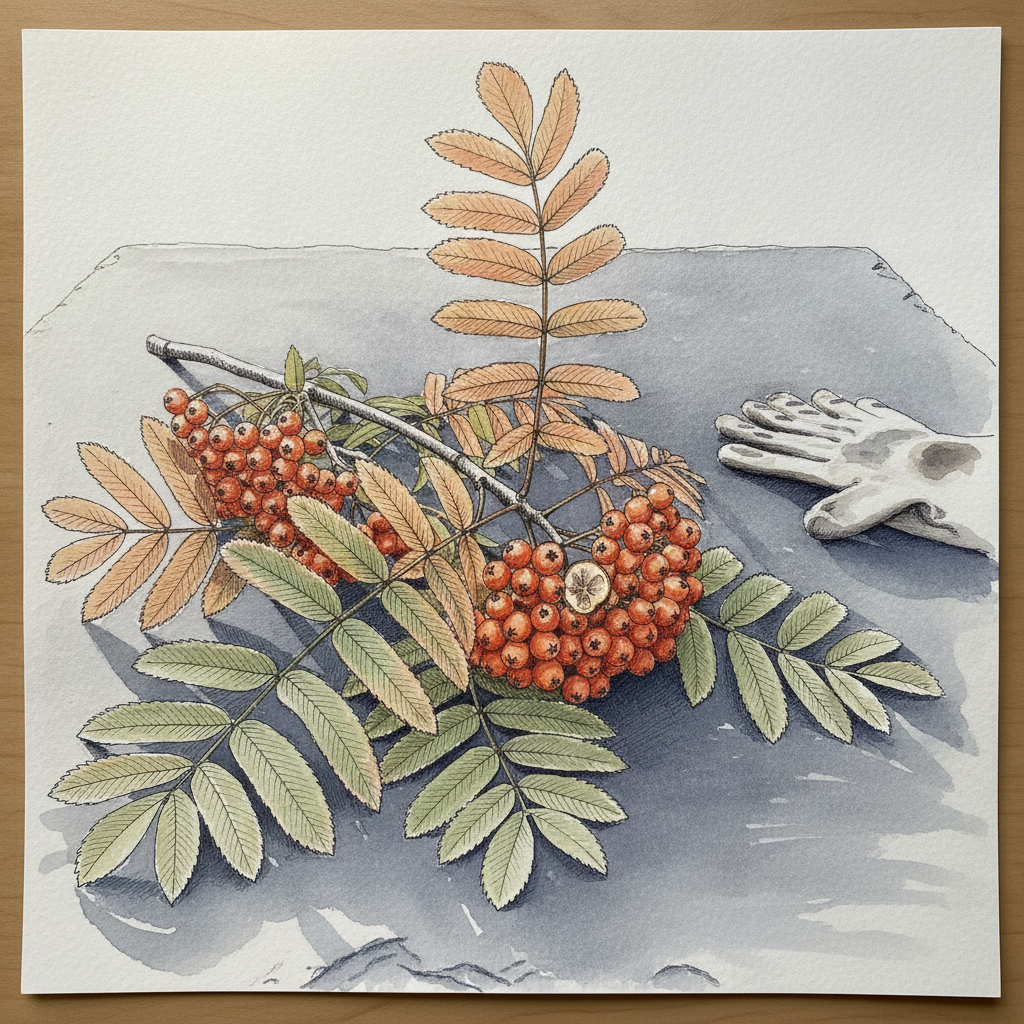 Rowan branch with orange berries example 2