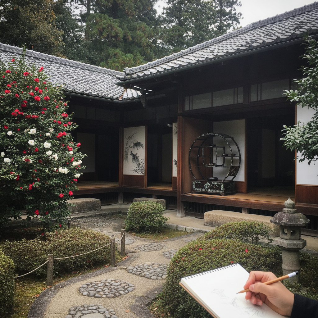 Middle Villa, Shugakuin Imperial Villa, Kyoto, Japan AI-generated photoreal reference