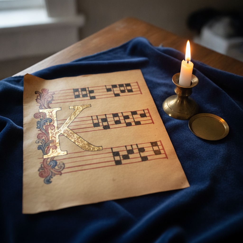 Illuminated medieval chant AI-generated photoreal reference