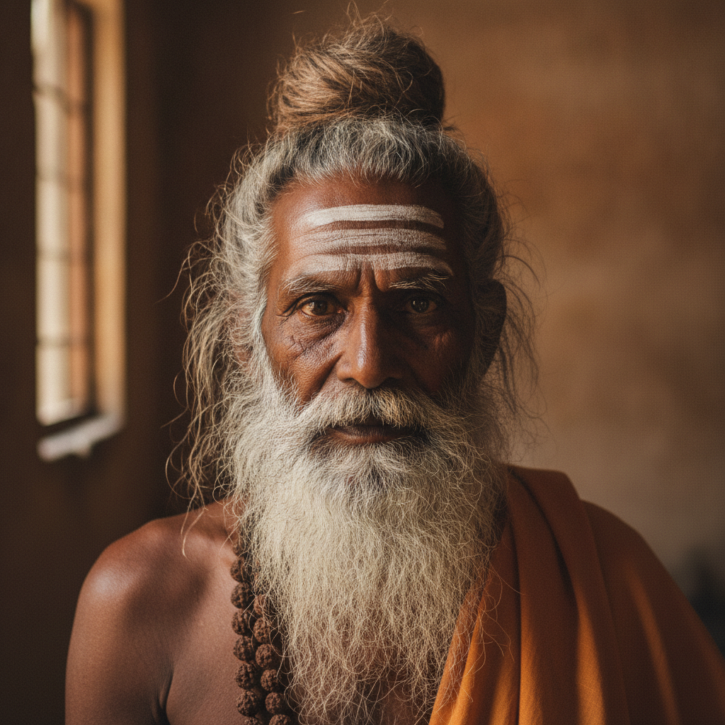 Old Indian Sadhu, Seventy-Four AI-generated photoreal reference