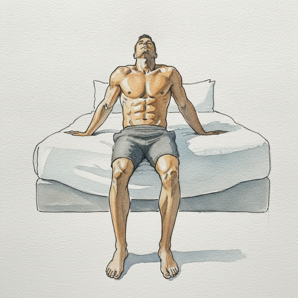 Hotel bed edge, severe recline example 1
