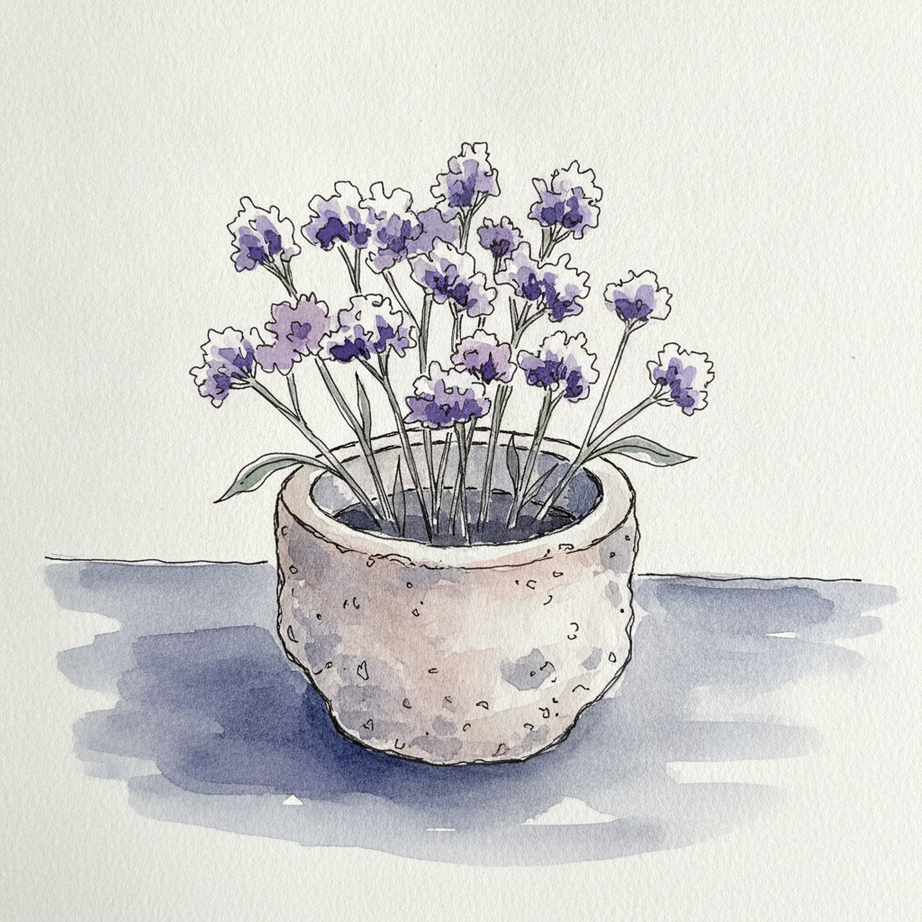 Statice in Stone Pot example 1