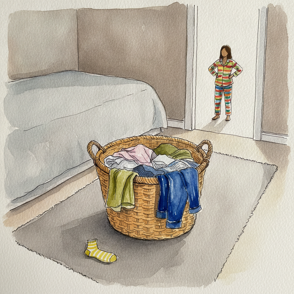Laundry basket overflowing example 1