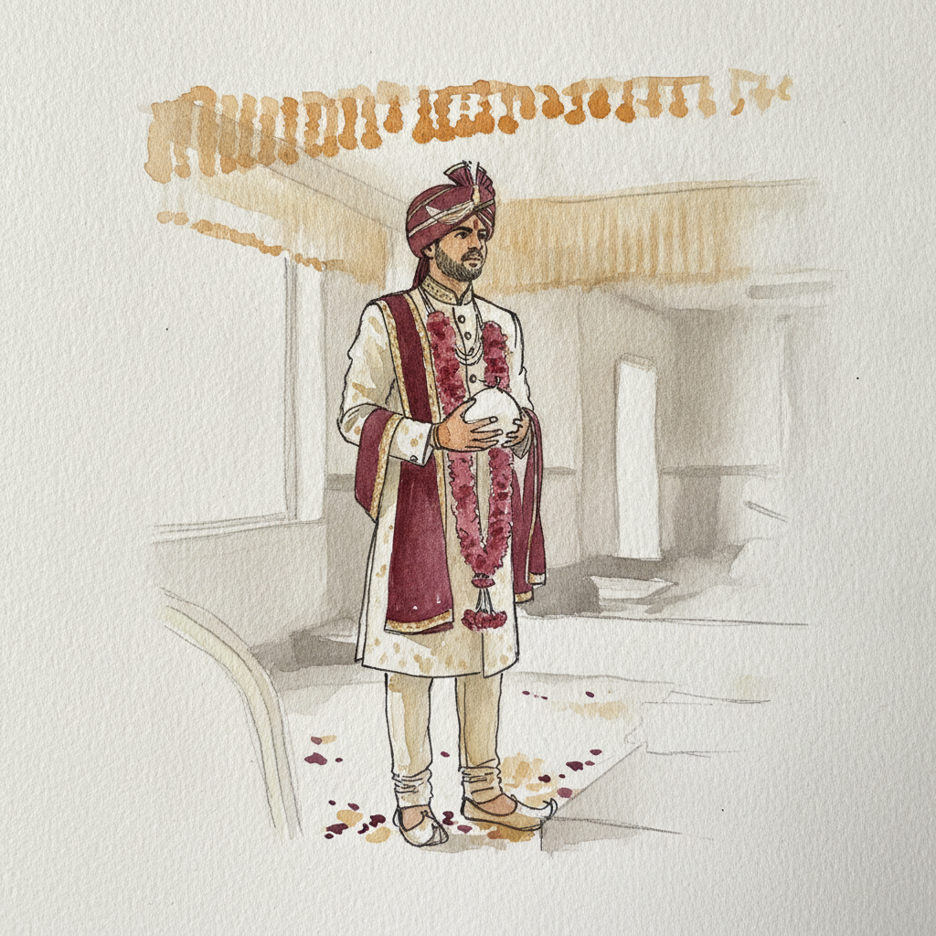 Indian groom in sherwani example 1