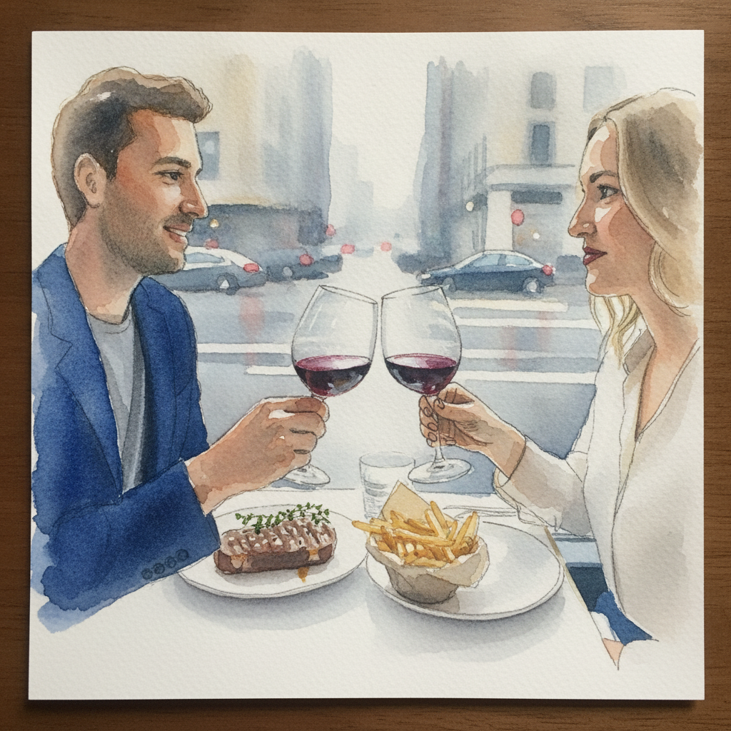 Couple toasting wine glasses example 1