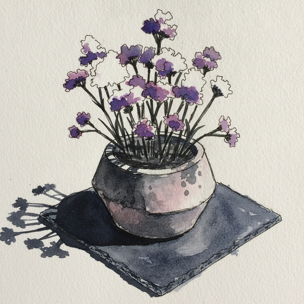 Statice in Stone Pot example 2