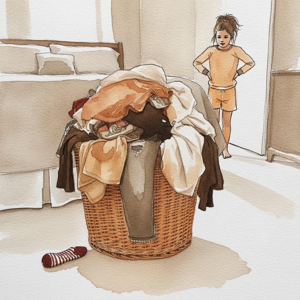 Laundry basket overflowing example 2