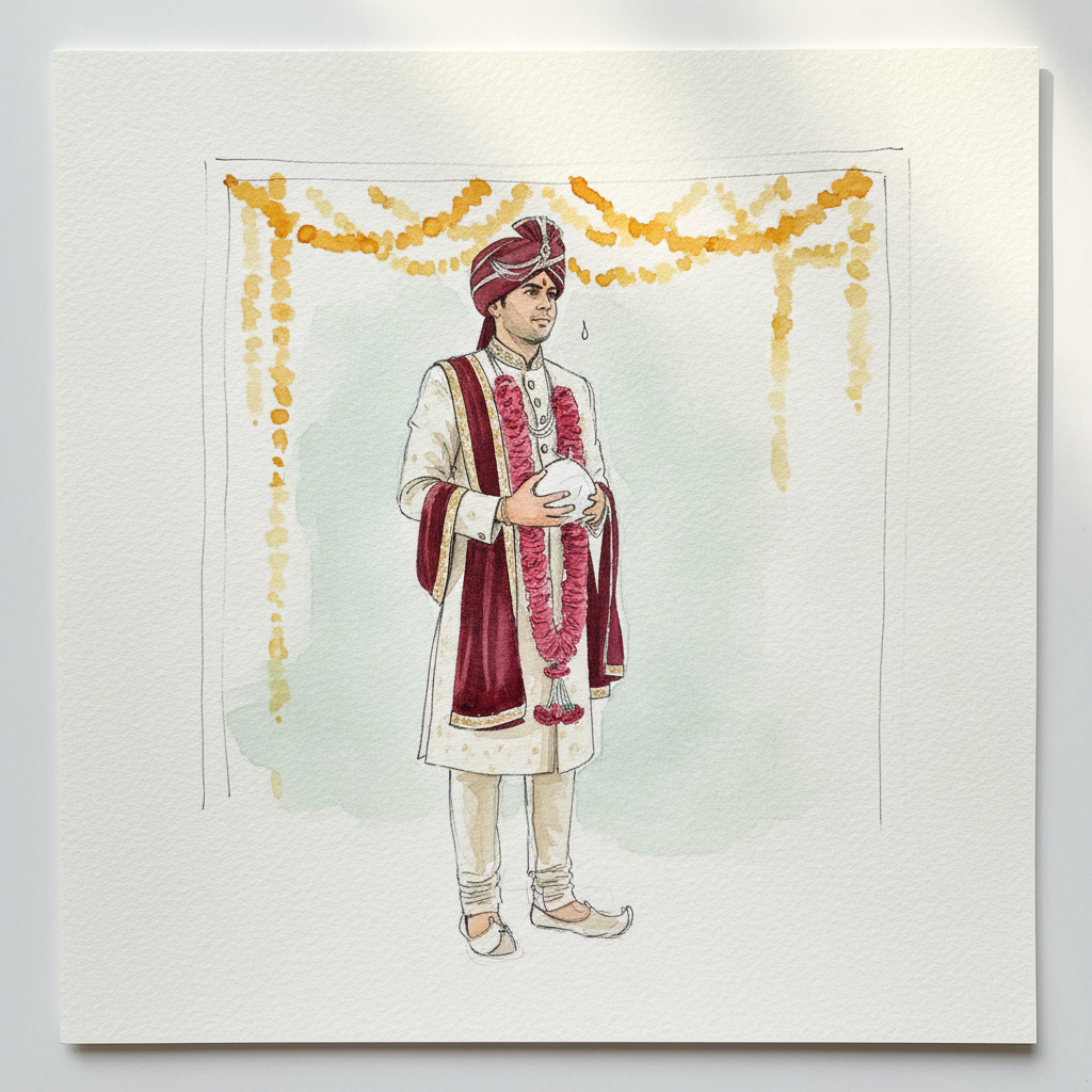 Indian groom in sherwani example 2