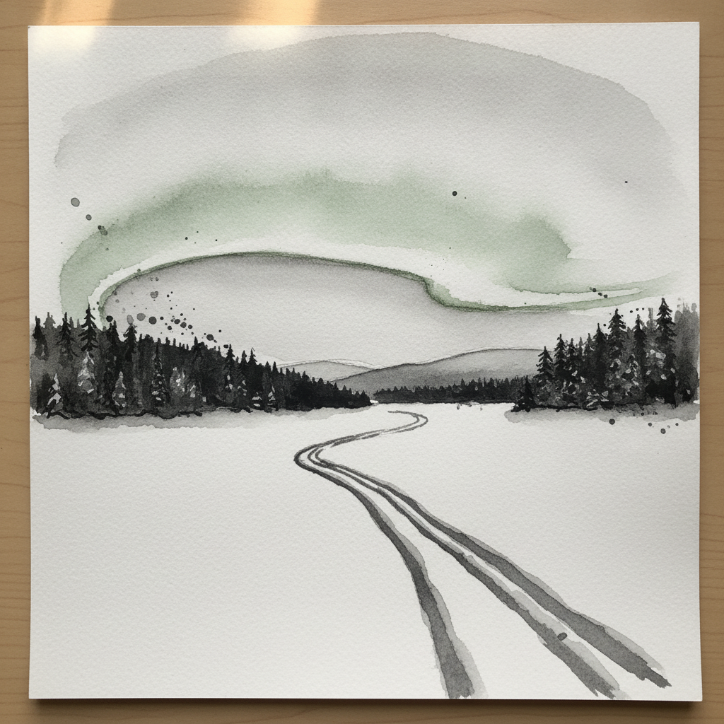 Torne river aurora, Jukkasjärvi area, Sweden example 2