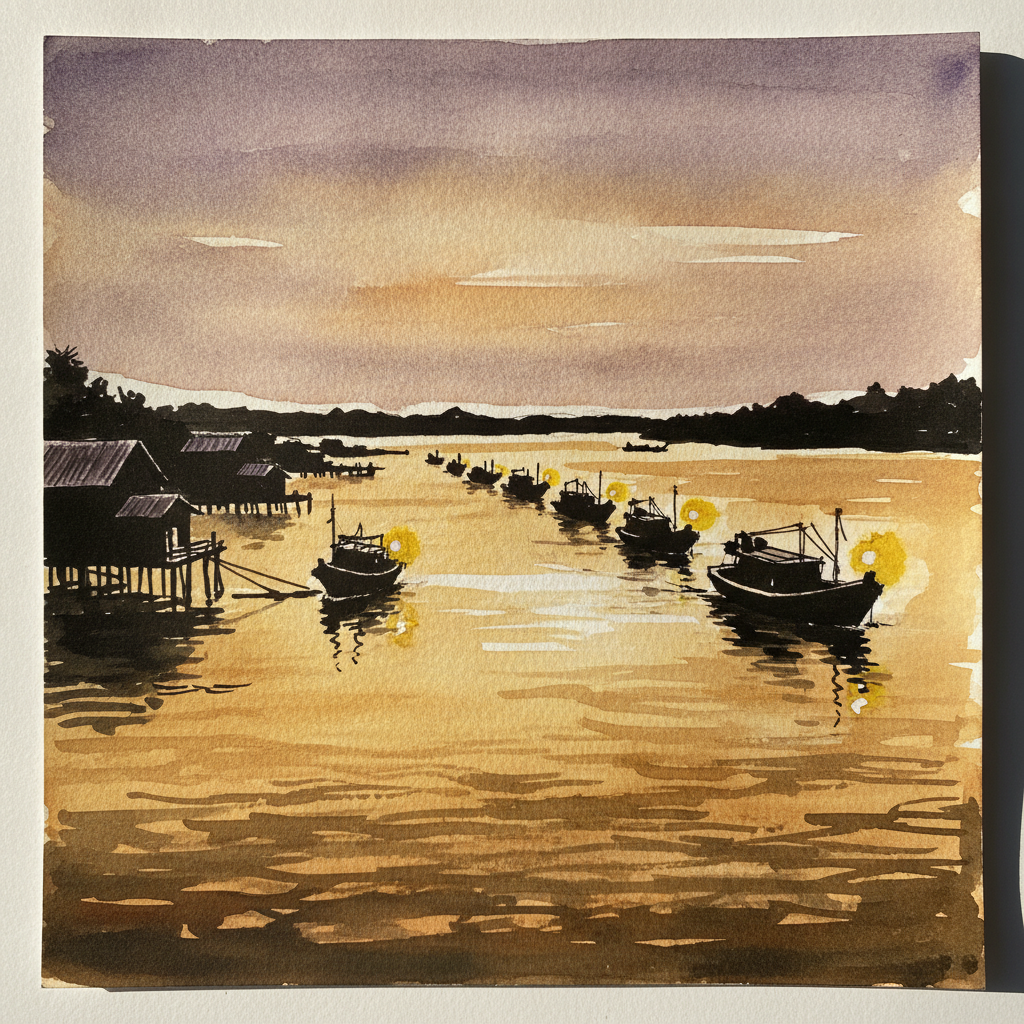 Sunset at the Mekong Delta, Vietnam example 2