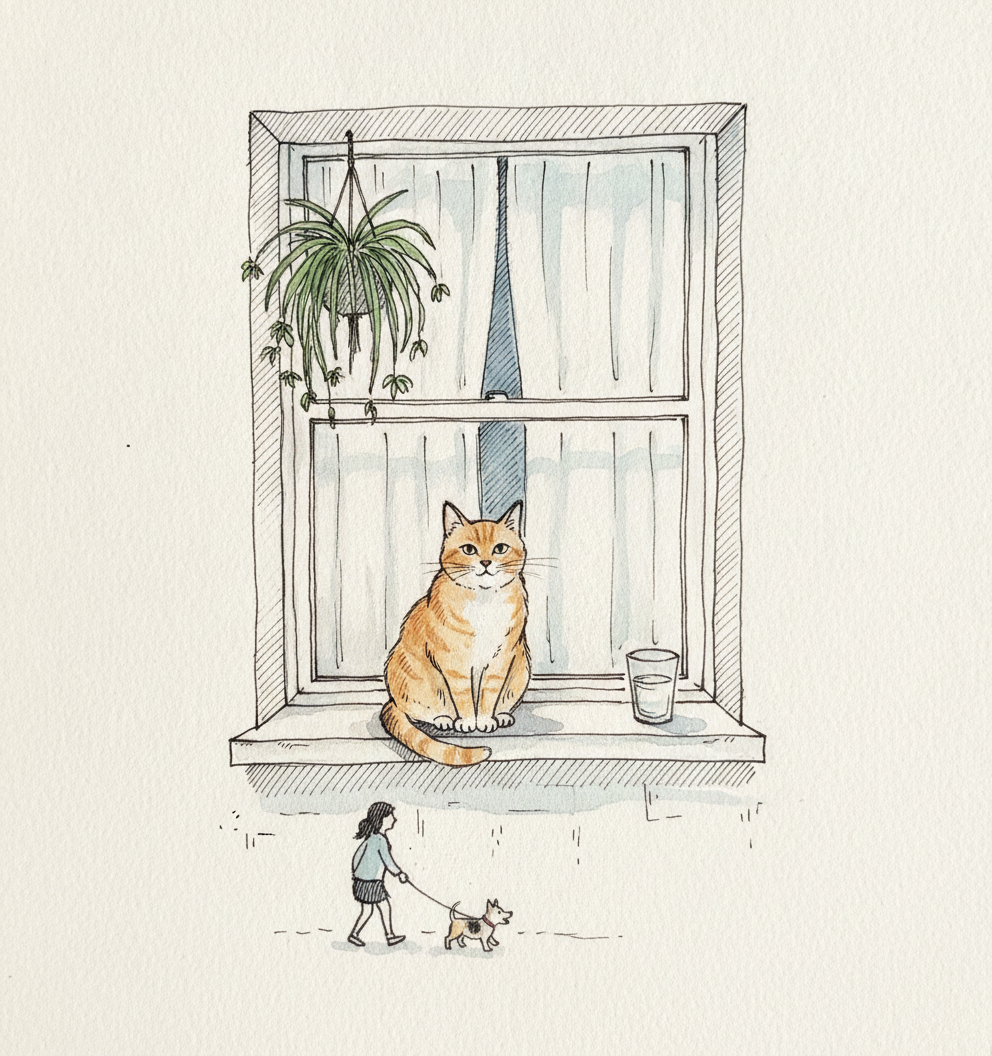 Apartment window with cat watching example 2