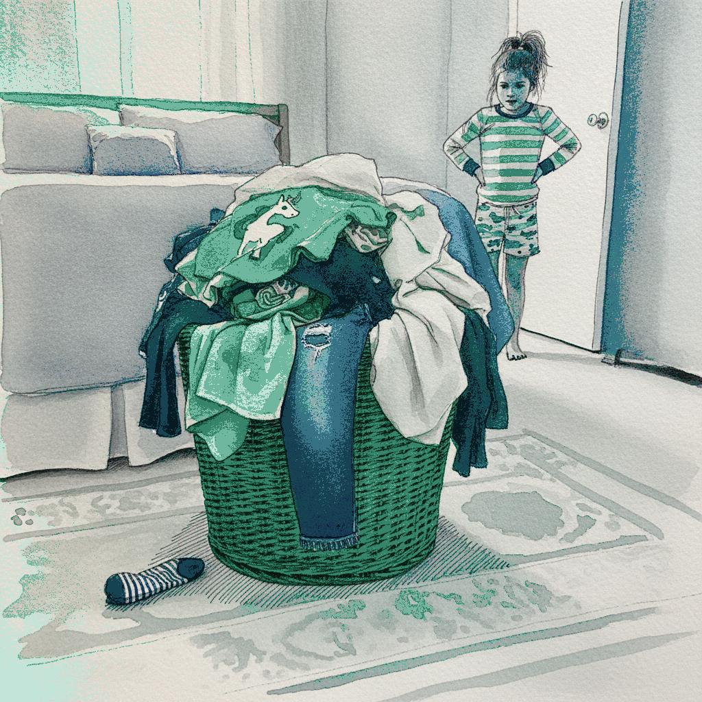Laundry basket overflowing example 3