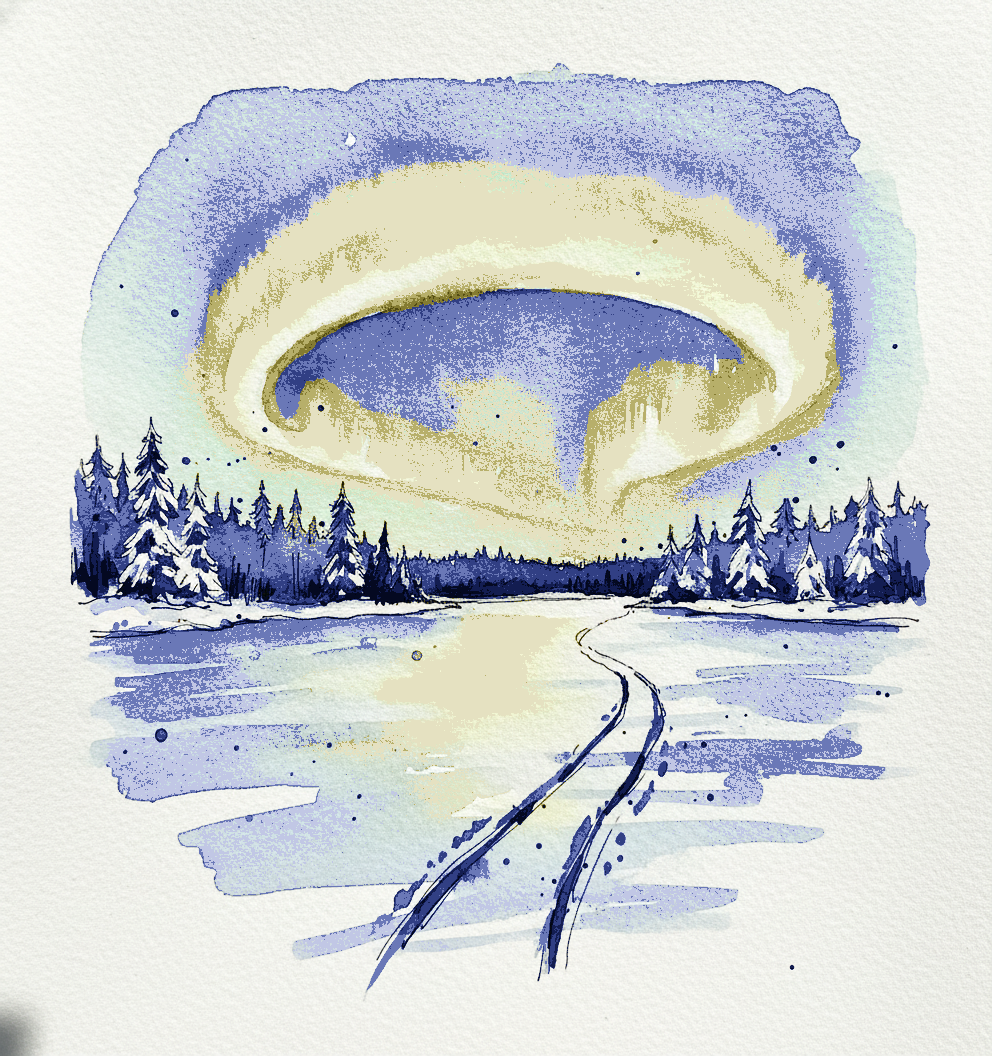 Torne river aurora, Jukkasjärvi area, Sweden example 3