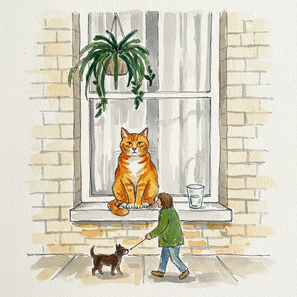 Apartment window with cat watching example 3
