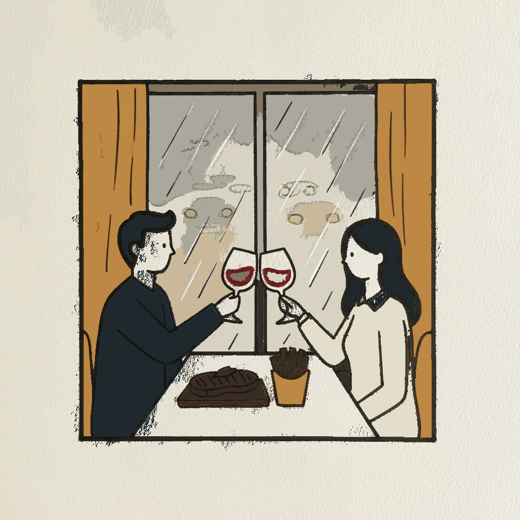 Couple toasting wine glasses example 3