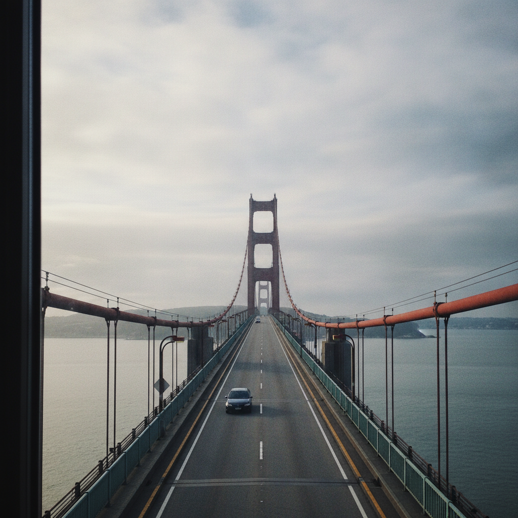 Suspension Bridge Roadway AI-generated photoreal reference