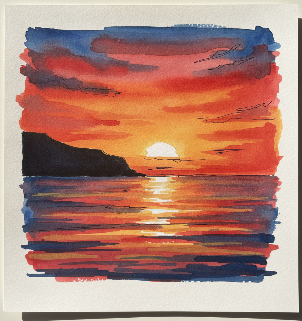 Fire Sky over Ocean example 2