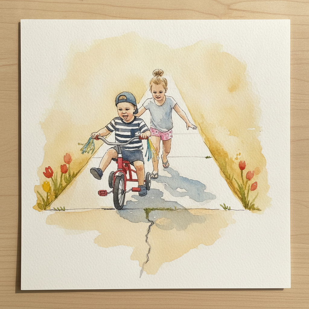Toddler riding tricycle example 2