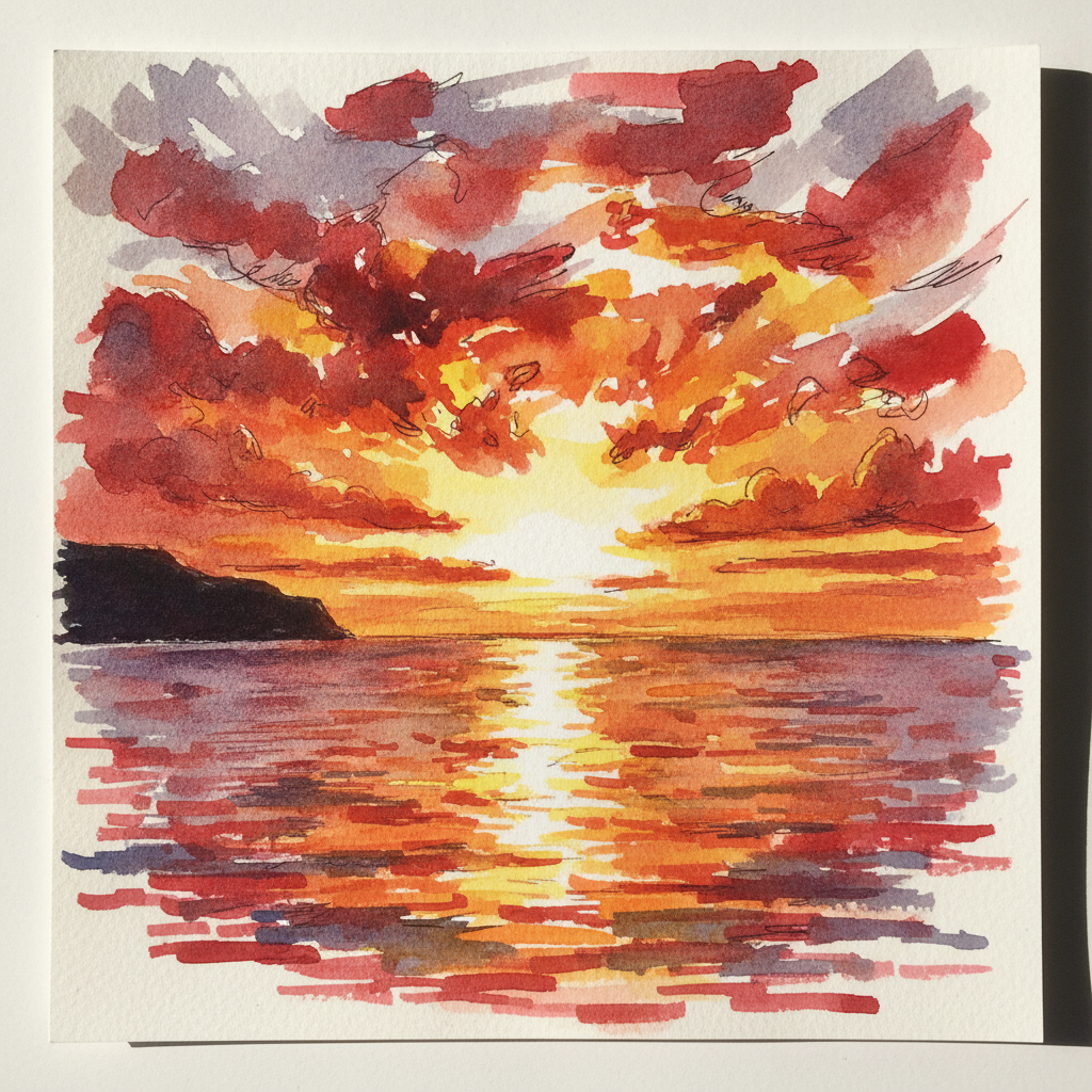 Fire Sky over Ocean example 3