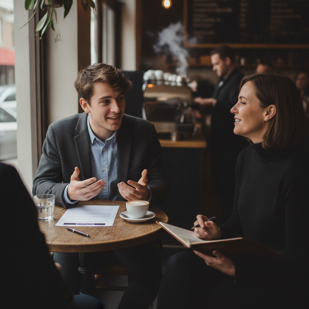Job interview at table AI-generated photoreal reference