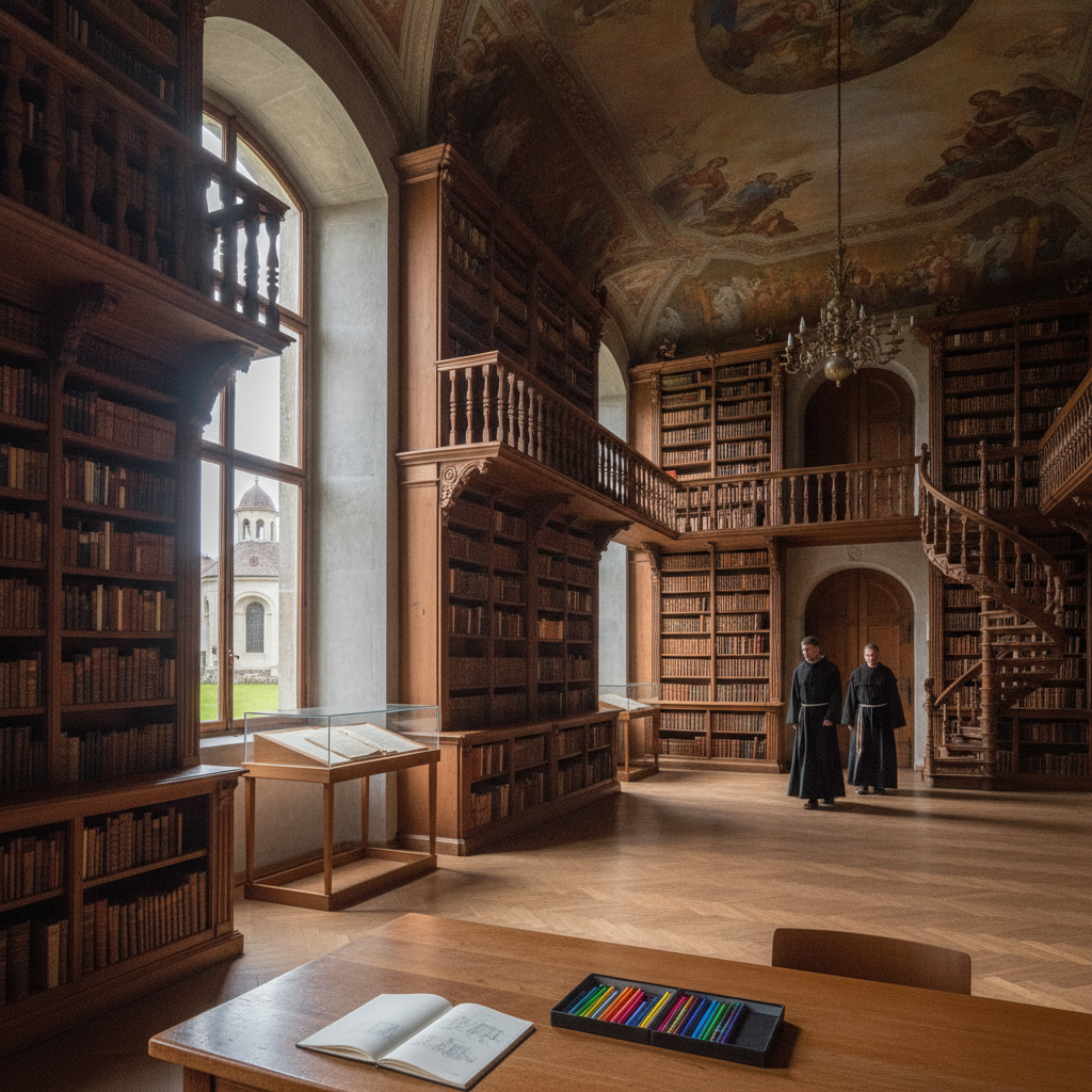 Einsiedeln Abbey Library, Einsiedeln, Switzerland AI-generated photoreal reference