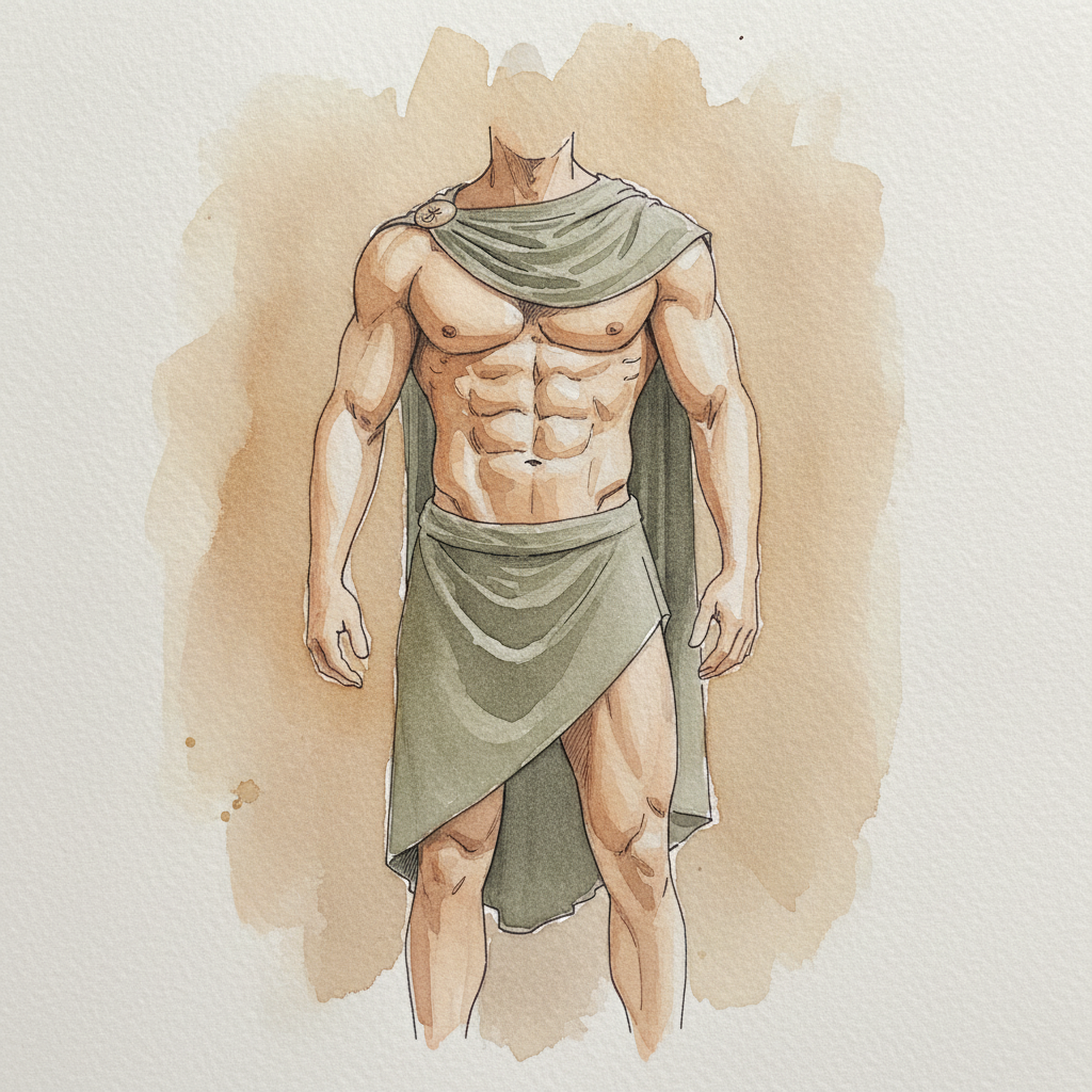 Greek warrior in chlamys example 1