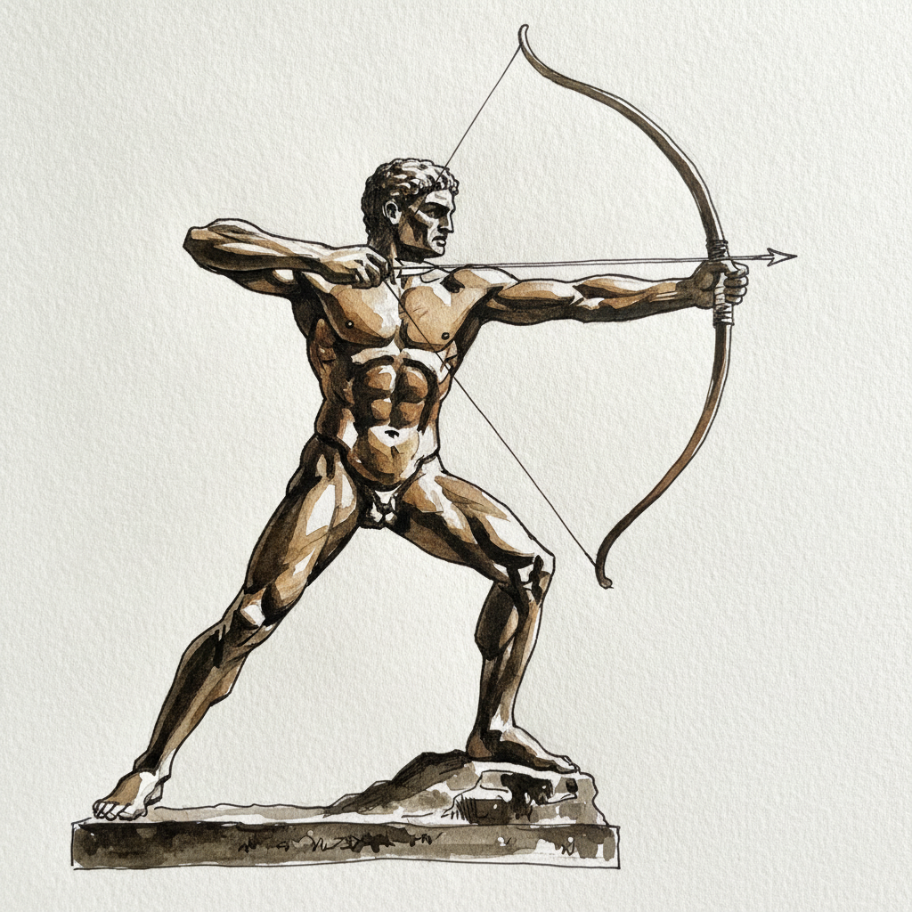 Bourdelle Hercules archer drawing bow example 1