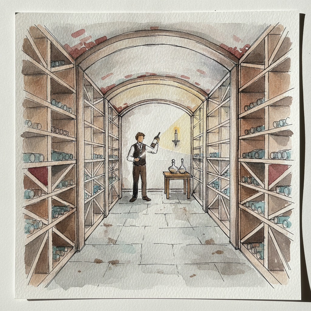 Wine cellar with bottles example 2
