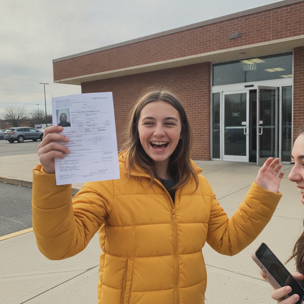 Teen with driver's permit AI-generated photoreal reference