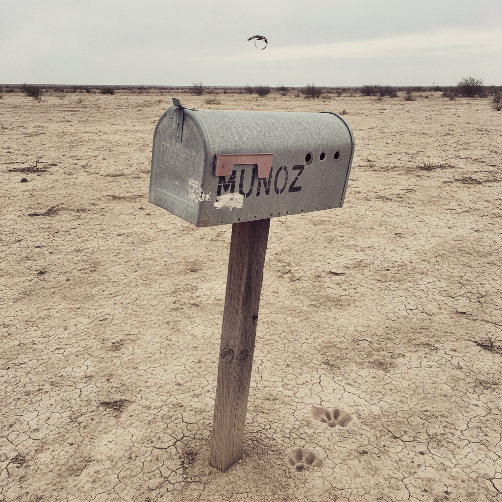Dented Country Mailbox in West Texas AI-generated photoreal reference